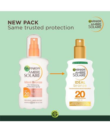 Garnier Ambre Solaire Ideal Bronze Protective Sun Cream Spray SPF20 High Sun Protection Factor 20 Uniform Glow & Tan Water Resistant & Non Greasy Sunscreen UVA & UVB Protection 200ml 200 ml (Pack of 1) Sun Protection Factor 20 - Buy Online on GoSupps.com