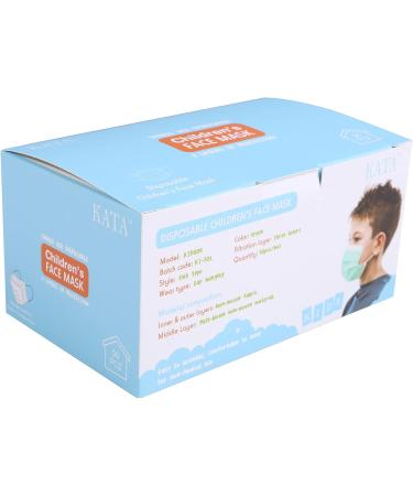 Kata 3-Ply Pleated Disposable Children's Face Masks - Green One Size Box of 50 - International Shipping Available - Buy Online on GoSupps.com