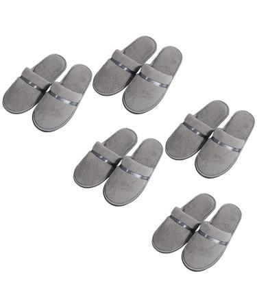 Tianmao 5 pairs of slipper hotels lipper tortier hip slippers with closed toes universal size 28.5 * 11cm coral fleece guest slippers for spa party guests hotel and travel unit size gray