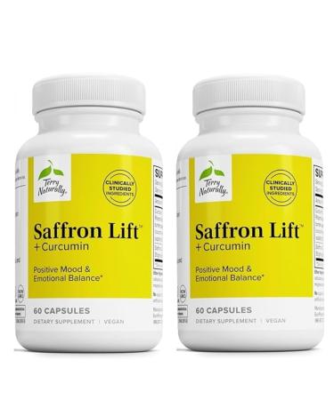 Terry Naturally Saffron Lift + Curcumin - Herbal Supplement with Curcumin - Non-GMO Saffron & Brain Curcumin Capsules - Concentration & Relaxation Support Supplement - 60 Capsules (Pack of 2)