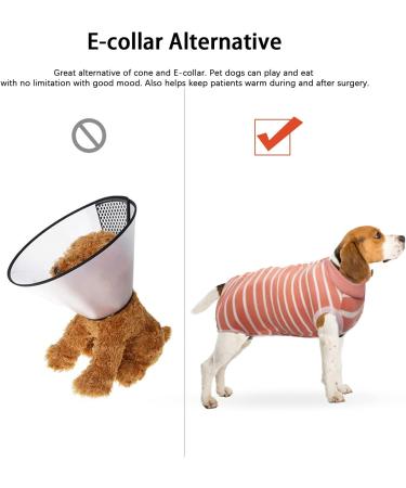 Ouuonno Healing Suits for Dogs - Surgical Relaxation for Abdominal Wounds & Skin Diseases | Cone-E-Neck Alternatives (XXL Stripes Pink) - Buy Online on GoSupps.com