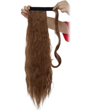 20 Inch Long Corn Wave Ponytail Clip in Hair Extensions - Light Brown Wrap Around Hairpiece for Women - Buy Online on GoSupps.com