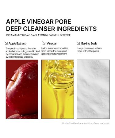 Parnell Apple Vinegar Pore Deep Cleanser Gentle Face Wash with Apple Extract & Baking Soda Removes Sebum & Impurities Pore Control Foam Cleanser for Oily & Acne-Prone Skin 5.07 fl oz / 150ml - Buy Online on GoSupps.com