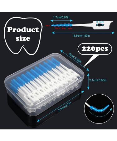 220-Piece Interdental Brush Set | Dual-Head Toothbrushes & Silicone Dental Floss Picks | Portable Dental Care for Braces - Blue - Buy Online on GoSupps.com