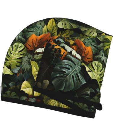 Tropical Rainforest Palm Leaves Dry Hair Cap - Super Absorbent Elastic Wrap for Long Thick Hair | Quick Drying Women's Hair Cap - Buy Online on GoSupps.com