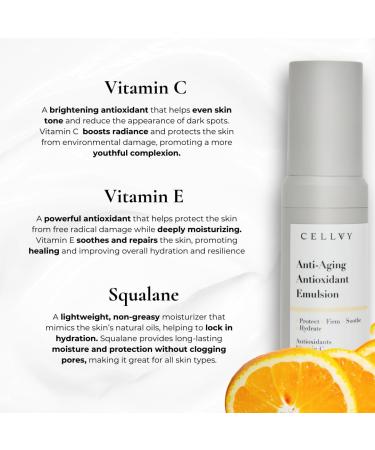 CELLVY Anti-Aging Antioxidant Emulsion with Hyaluronic Acid Vitamin C & E Korean Taiwanese Skincare Firming & Hydrating Face Lotion Smooths Fine Lines & Wrinkles and Boosts Collagen Production - Buy Online on GoSupps.com