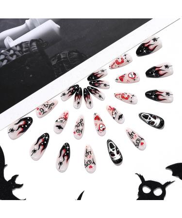 Coffin False Nails Halloween Decorations Ghost Press on Nails Grave Noctilucent Stick on Nails Ballerina Acrylic Fake Nails 24Pcs for Women and Girls (Size : B) - Buy Online on GoSupps.com