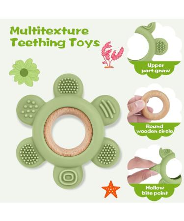 Vicloon Baby Teething Toy | BPA Free Silicone Rudder Teether for Boys & Girls (Green) - Easy to Hold & Clean | Sensory Chew for Babies - Buy Online on GoSupps.com