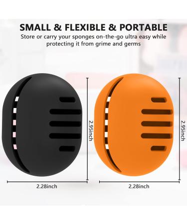 Fauxomor Makeup Sponge Holder - 2 Pack Breathable Silicone Beauty Blender Travel Bag for All Sizes - Sustainable Portable Cosmetics Tool - Black & Orange - Buy Online on GoSupps.com