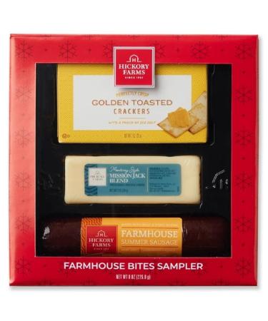 Hickory Farms Farmhouse Bites Sampler in Decorative Gift Box - Sausage Mission Jack Cheese Crackers - Total of 8oz (266 g)