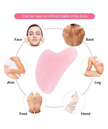 Medimama Rose Quartz Gua Sha Massage Tool for Facial Beauty - Wrinkles, Skin Tightening, Eye Puffiness Treatment, Anti-Aging & Body Relaxation - Pink - Buy Online on GoSupps.com