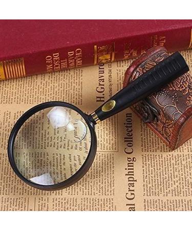Magnifying Glasses Educational Hobby Magnifiers Handheld Magnifying Glass for The Elderly Hd High-Power Optical Lens Reading 90Mm Large Lens Containing Fluffy Mirror Bag and Wipe Comfortable - Buy Online on GoSupps.com