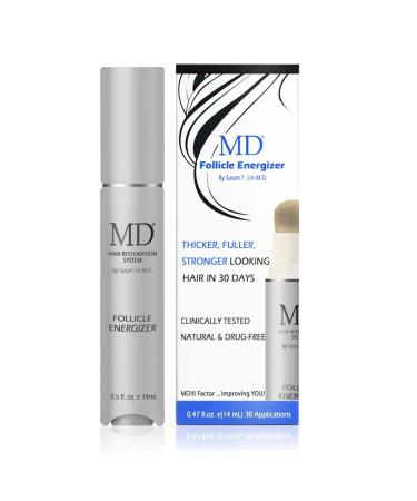MD Factor Natural Hair Growth Serum | Follicle Energizer Serum - Prevents Thinning Hair & Hair Loss By Stimulating Hair Follicles To Produce Thicker Fuller Hair (30-Day Supply Per Tube)