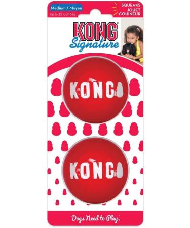 KONG - Signature Balls - 2 Pack Durable Ball for Chasing and Retrieving - For Medium Dogs Red M - Buy Online on GoSupps.com