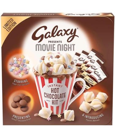 Hot chocolate gift with hot chocolate options of galaxy hot chocolate sachets hot chocolate drops popcorn marshmallows and sugar star sprinkles toppings for kids and adults - Buy Online on GoSupps.com