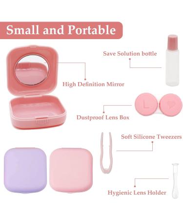 Leakage-Proof Contact Lens Container Set - 2 Pieces Travel Kit with Mirror | A-Rosa Purple - Buy Online on GoSupps.com