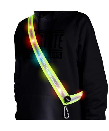 OLIKER LED Night Running Gear High Visibility LED Flashing Sash Outdoor Running Cycling Hiking Jogging Rechargeable Illuminating Gear for Men and Women Night Safety Walking Gear Green