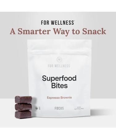 For Wellness Superfood Bites Focus | Healthy Snacks for Adults and Kids | Organic Healthy Snack with Nootropics for Energy and Brain Food | Cocoa Espresso Brownie Bites 10 Count 10 Bites - Buy Online on GoSupps.com