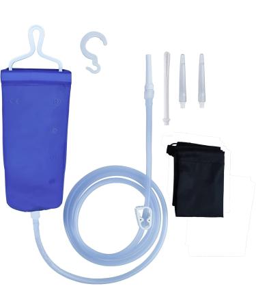 2L Enema Bag Kit for Colon Cleansing, Coffee Enema, Constipation - BPA Free TPU, Shower Douche Cleaner Set with Silicone Hose and 4 Nozzles - Adult & Child Friendly - Buy Online on GoSupps.com
