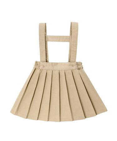 famuka Baby Girls Suspender Skirt Toddlers Casual Strap Overalls Dress (as8 age 3_years Khaki)