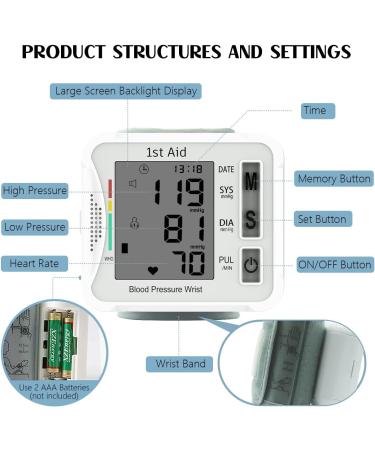 Adjustable Blood Pressure Wrist Cuff | Automatic BP Machine with Large Display | Memory Function | Portable Blood Pressure Monitor for Home Use | White - Buy Online on GoSupps.com