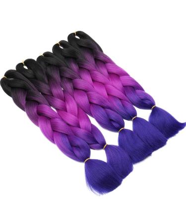 SEGO 5 Packs Crochet Braid Extensions - Kanekalon Hair in 3 Tones (Black Dark Pink Dark Blue) - 24 Length - Buy Online on GoSupps.com