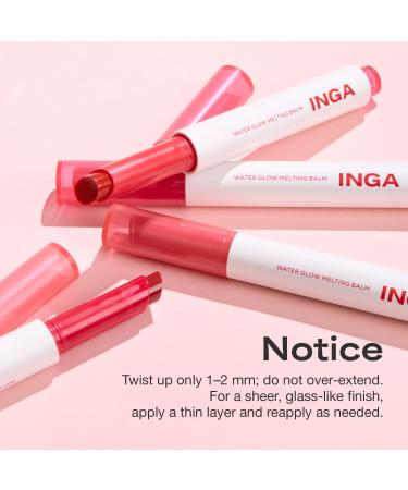 INGA Water Glow Melting Balm - Hydrating Tinted Lip Balm with Soft Melt-On Texture Natural Sheer Glass-Like Finish with Non-Sticky Lightweight Comfort (CHERRY JUICE) - Buy Online on GoSupps.com