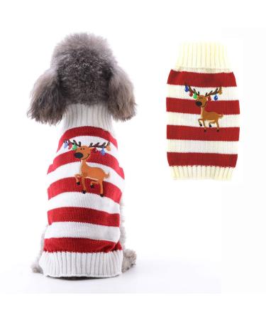 Petcare dog sweater Christmas dog turtleneck sweater Christmas pattern knitwear warm pet sweater for dog puppies party puppy gift for dog red bell reindeer m