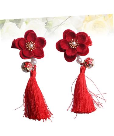 Beaupretty Kids Pairs Vintage Tassel Edge Clip kids tiara Chinese Tassel Clip wedding headpiece for bride Long Tassel Barrette barrettes for girls crystal headpiece girl child hair Wedding - Buy Online on GoSupps.com