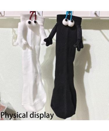 Innovative INHLUGLK Couple Holding Hands Socks - Magnetic Suction 3D Doll Design | Friendship Magnet Unisex Couple Socks (Black 3 pairs) - Buy Online on GoSupps.com