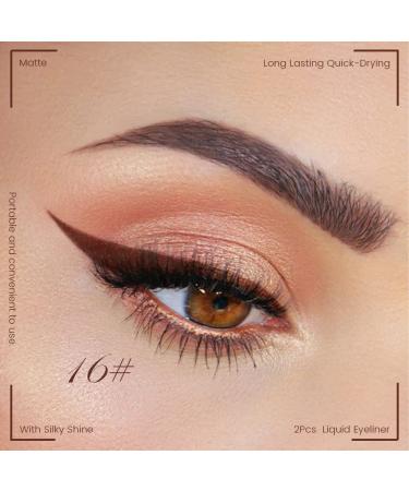 Dark Brown Coffee Liquid Eyeliner Set - Waterproof Colored Eye Liners for Women - Stamps Shapes, 2Pcs - Delineadores de Colores para Ojos - Long-Lasting Formula - Pack of 1 - Buy Online on GoSupps.com