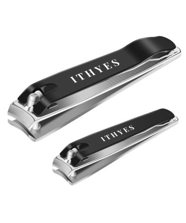 Ithyes Nail Clippers Nail Cutter Set Toenail Fingernail Clippers Kit for Thick Nails Stainless Steel Sharp Sturdy Trimmer for Men & Women Set of 2