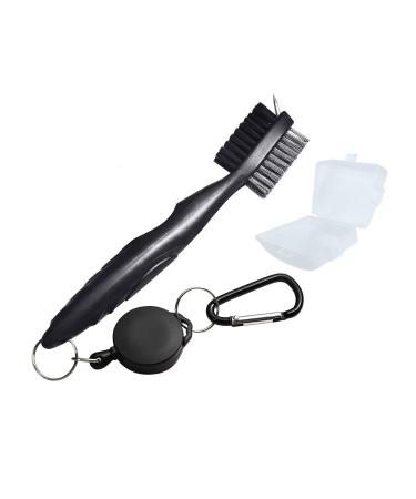 XinTan Tiger Golf Club Brush Groove Cleaner with Retractable Zip-line and Aluminum Carabiner Cleaning Tools Black
