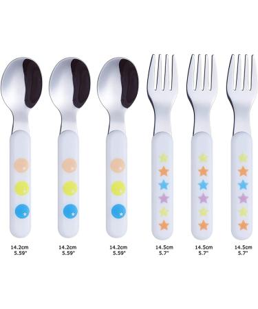 EXZACT Kids Cutlery Set - Stainless Steel Toddler Children's Cutlery - BPA Free, Dishwasher Safe - Stars & Dots Design - 6pcs (3 Forks + 3 Spoons) - Buy Online on GoSupps.com