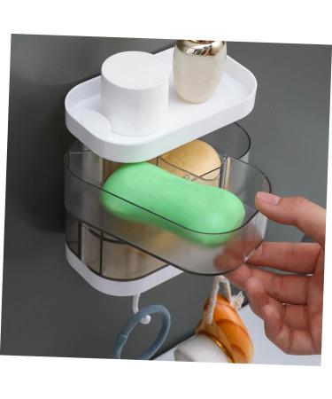 Ciieeo 4pcs Box Storage Box Soap Storage Holder Self Draining Soap Container Bathroom Soap Holder Cartoon Design Soap Holder Lip Gloss Containers Double Layer Storage Rack Plastic White - Buy Online on GoSupps.com