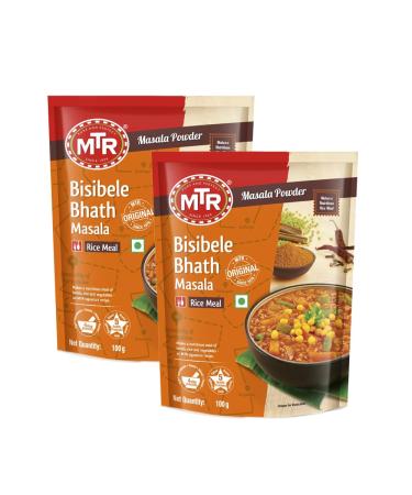 MTR Bisibele Bhath Masala Tasty And Healthy Traditional Cooking Powder Meal Of Lentils Rice And Vegetables Healthy Indian Origin 100G Pack Of 2