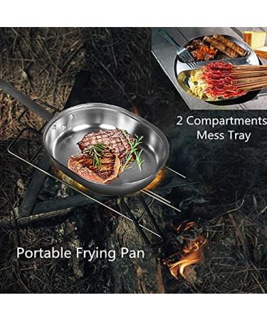 TargetEvo Stainless Steel Military Mess Kit Tray & Frying Pan - Portable Camping Cookware Set - Buy Online on GoSupps.com