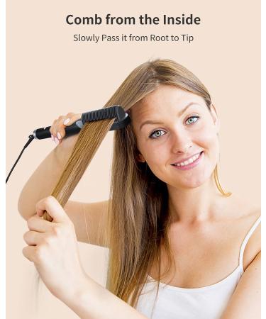 7MAGIC Hair Straightener Brush - 9 Temp Settings, Fast Heating, Anti-Scald, Auto-Off - Black Gold Women's Straightening Brush - Buy Online on GoSupps.com