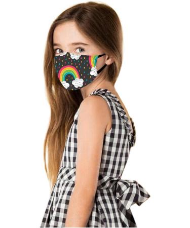 5PC Kids Face_Masks Washable Cute Printed Cloth Face Mask for Kids Girls Boys Cotton Masks for Children Face Cover Protection - Buy Online on GoSupps.com