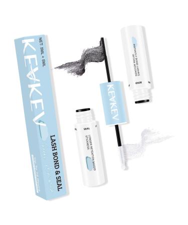 KevKev Lash Bond and Seal Waterproof Bond and Seal Lash Glue for Lash Clusters Mascara Wand Cluster Lash Glue Eyelash Bond and Seal Strong Hold for 72 Hours Avoid Stickiness (5ml+5ml)