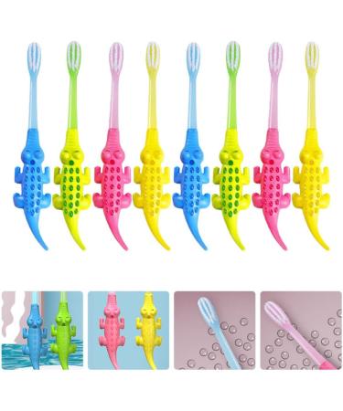 Minkissy 8pc Cartoon Animal Toothbrush Set - Sensitive Baby Toothbrushes for Kids | Wooden & PBT Small Head Oral Care Toys - Buy Online on GoSupps.com