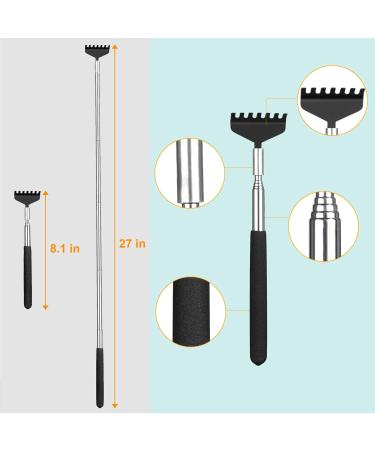 2 Pack Portable Extendable Back Scratcher - Stainless Steel Telescoping Massager with Carrying Bag (Black) - Buy Online on GoSupps.com