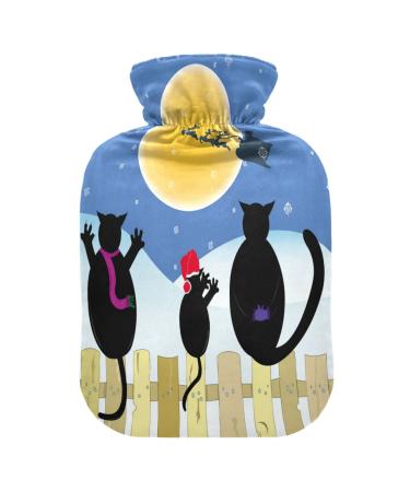 Christmas with cats family hot water bottle with soft fleece cover 2 litre hot water bag for hot and cold compresses