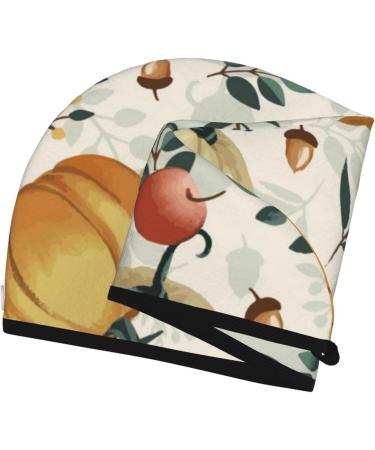 Autumn Pumpkins Leaves Apples Hair Towel Wrap - Super Absorbent Microfiber for Women | Quick Dry Coral Velvet for Long Curly & Thick Hair - Buy Online on GoSupps.com