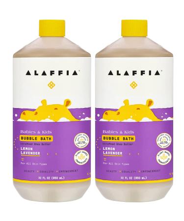 Alaffia Babies and Kids Bubble Bath, Gentle Baby Essentials for Delicate Skin, Cleansing & Calming Bubbles, Plant Based Formula, Vegan, Lemon Lavender (2 Pack - 32 Fl Oz Ea) Lemon Lavender 32 Fl Oz (Pack of 2)