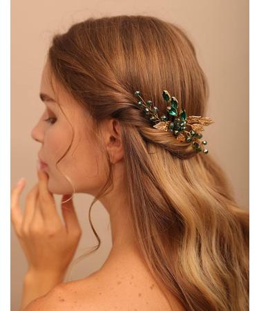 Dazzling Emerald Green Crystal Hair Vine Comb - Wedding Hair Accessory for Women by Deniferymakeup - Buy Online on GoSupps.com