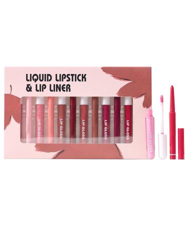 Generisch 6-Piece Lip Pencil Set with Lipstick Plumping Lip - Luxurious and Plumping - Long-Lasting - 6 Lip Pencils + 6 Lipsticks - For Defined Lips