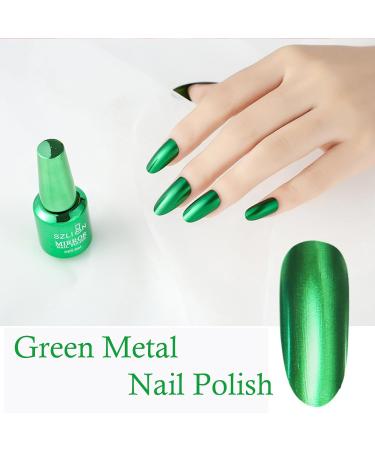 Metallic Green Nail Polish Metal Nail Polish Green Mirror Nail Varnish Quick Drying Long Lasting Metallic Effect Nail Art Polish Non-Peelable Mirror Nail Polish No Need Cure - Buy Online on GoSupps.com