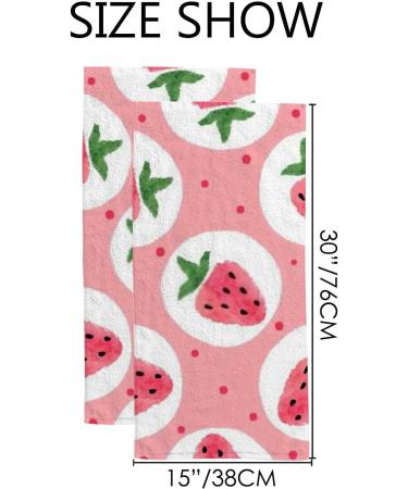 Strawberry Soft Towel Set - 2 Piece Highly Absorbent Hand Towels for Kids and Adults - Buy Online on GoSupps.com