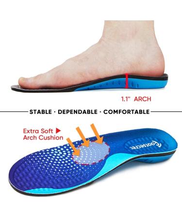 FOOTSECRET Work Comfort Orthotic Insole for Heel Pain and Plantar Fasciitis Relief - Men 9.5-11.5/Women 10.5-12.5 Blue - Buy Online on GoSupps.com